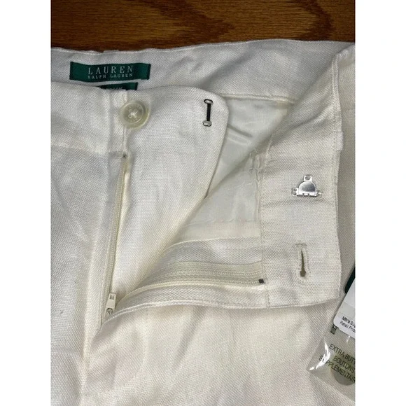 Lauren Ralph Lauren Cream Colored 100% Linen Pants 32.5" Inseam Size 16 - Picture 6 of 9